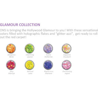 ONS Glamour-Collection Коллекция GLAMOUR

ONS приглашает Вас окунуться в Голливудский Гламур! С этими сенсационными цветами, наполненными голографической слюдой, будьте готовы пройтись по Голливудской дорожке.