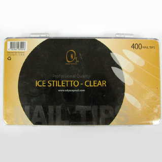 Миндальные типсы ICE Stiletto Clear 400 штук Типсы арочные прозрачные. Изготовлены из 100% ABS-пластика. Гибкие прочные, легко запиливаются и хорошо зажимаются. Без контактной зоны, арочные. форма миндаль
